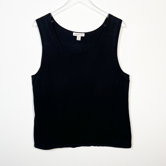 Coldwater Creek Sweaters - Coldwater Creek Silk Knit Shell Tank Top Black Sleeveless Stretch Womens 2X